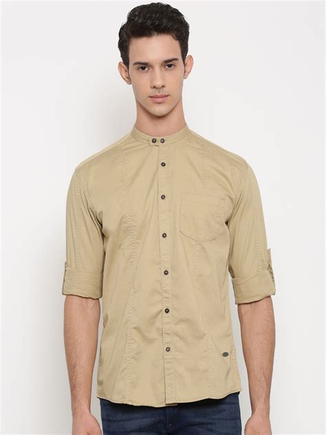 Buy Nature Casuals Men Beige Slim Fit Solid Casual Shirt - Shirts for ...