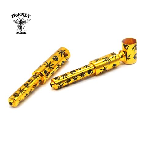 1XGold Leaves Metal Smoking Pipes Rasta Weed Pipe Detachable Tobacco ...