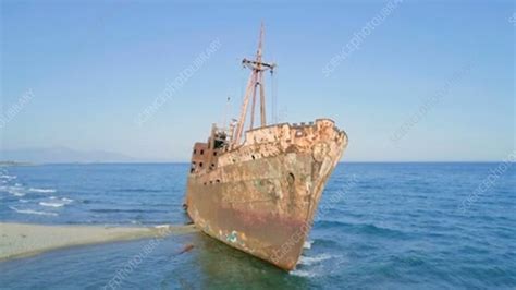 Shipwreck on a beach - Stock Video Clip - K007/1187 - Science Photo Library