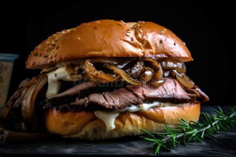 Close-up of a Delicious Roast Beef Sandwich with Tangy Horseradish ...