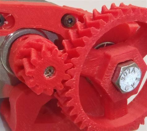 3D Printed Herringbone Gears in Red ABS - Airwolf 3D Printers