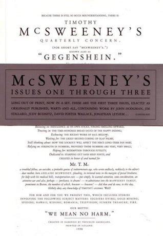 Timothy McSweeney's Quarterly Concern, Issue 1-3 by Dave Eggers | Goodreads