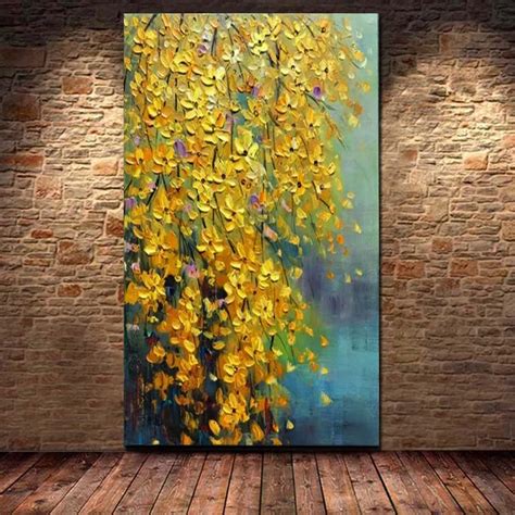 Aliexpress.com : Buy Large 100% Handp Painted Yellow Flower Abstract Morden Oil Painting On ...