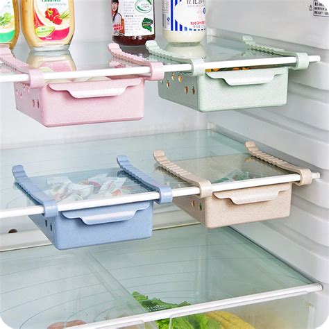 Kitchen Storage Shelf Refrigerator Drawer Shelf Plate Layer Fridge Freezer Shelf Holder Pull out ...