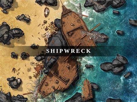 Shipwreck Battlemap, Dnd Battle Map, D&D, Dungeons and Dragons, 5e, Roll20, Fantasy Grounds ...