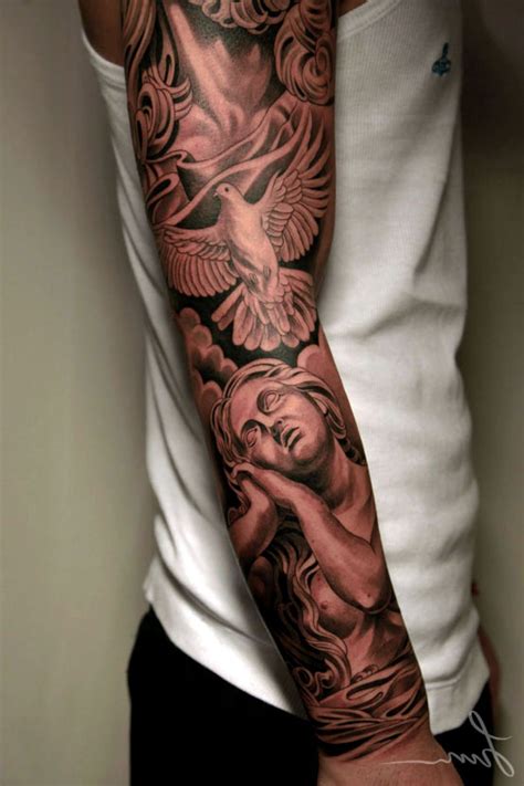 angel sleeve tattoo - Google Search | Angel sleeve tattoo, Sleeve tattoos, Wrap around tattoo