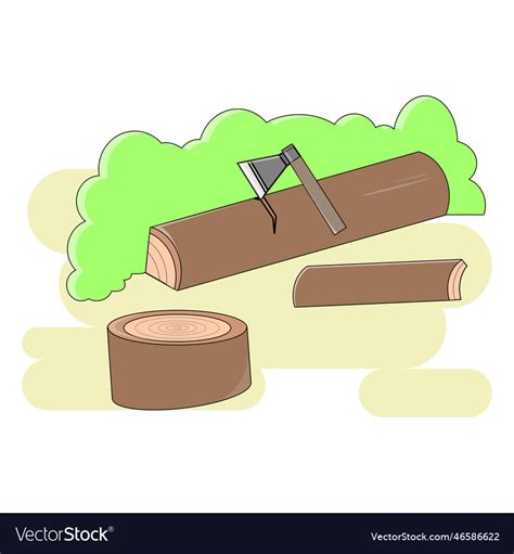 Tree felling using an axe Royalty Free Vector Image