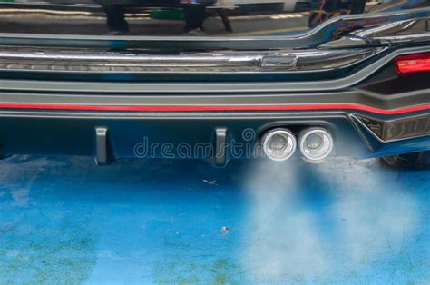 Car exhaust smoke stock photo. Image of closeup, bumper - 176436766