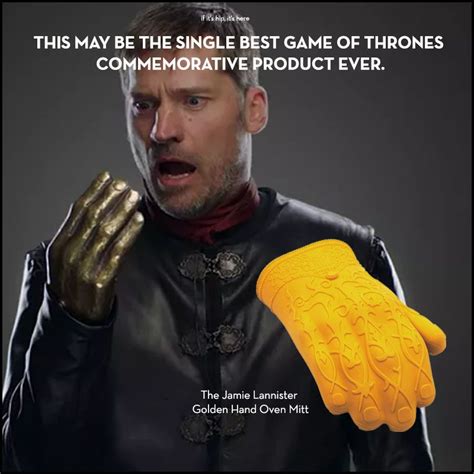 The Jamie Lannister Golden Hand Oven Mitt from Game of Thrones