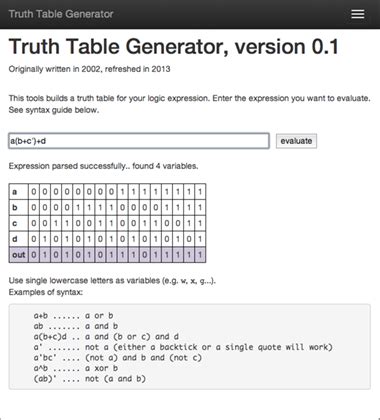 Truth Table Generator — elevenseconds