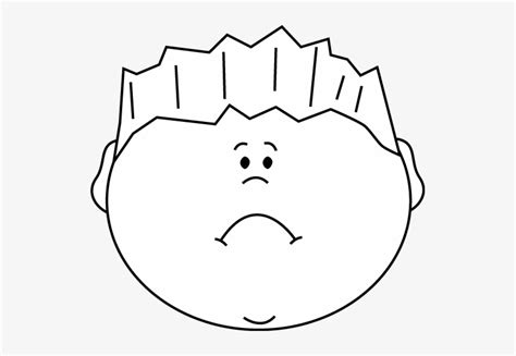 Black And White Sad Face Boy Clip Art - Emotions Clipart Black And White PNG Image | Transparent ...