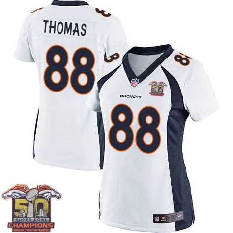 Women Nike Broncos 88 Demaryius Thomas White NFL Road Super Bowl 50 ...