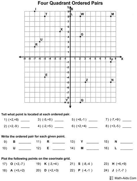 Ordered Pairs Worksheet – Kidsworksheetfun