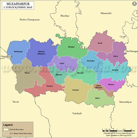 Muzaffarpur Tehsil Map, Bolcks in Muzaffarpur