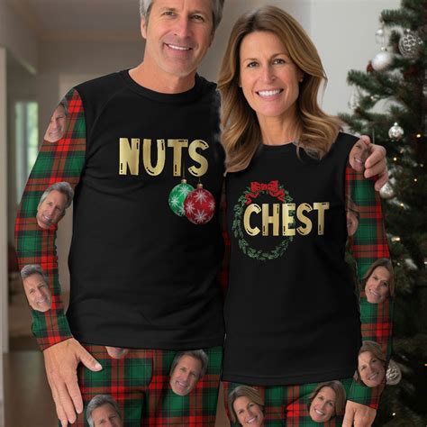 Chest Nuts Funny Christmas Couples - Personalized Pajama Sets - Matching Family Christmas Pajamas