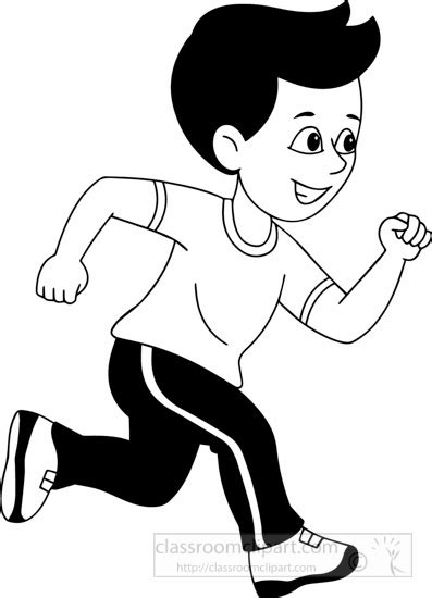 Sports Clipart- black-white-jogging-running-for-exercise-clipart - Classroom Clipart