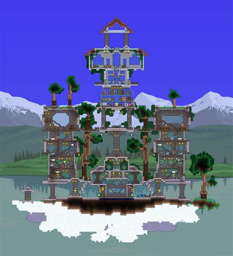 My First Floating Island Base : r/Terraria