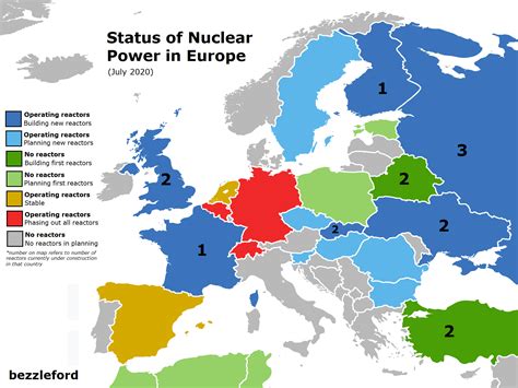 Status of Nuclear Power in Europe (July 2020) : r/MapPorn