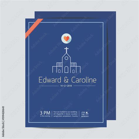 wedding invitation card template, Marriage at church. Stock Vector ...