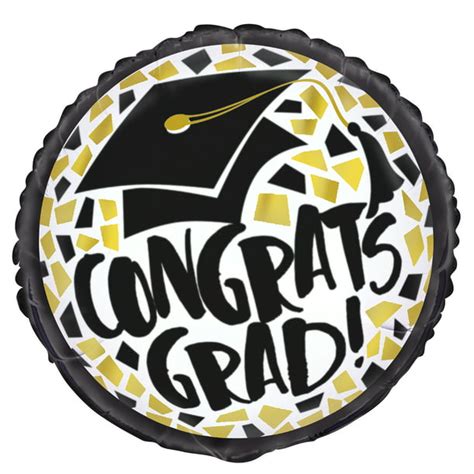 Foil Black & Gold Congrats Graduation Balloon, 18in - Walmart.com ...