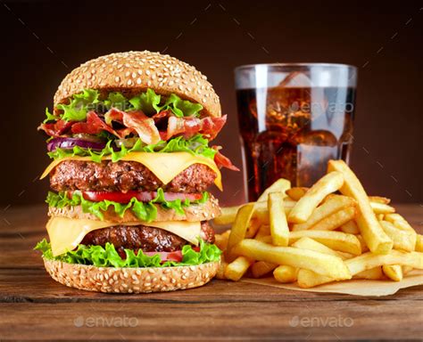 Burger with french fries and cola Stock Photo by Pineapple_Studio ...