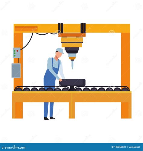 Industry Manufacturing Cartoon Stock Vector - Illustration of automate, manufacturing: 142360631