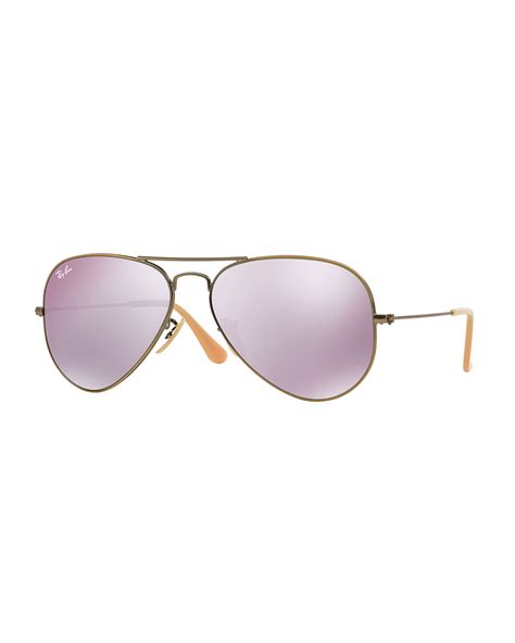 Ray-ban Mirrored Aviator Sunglasses in Purple for Men | Lyst