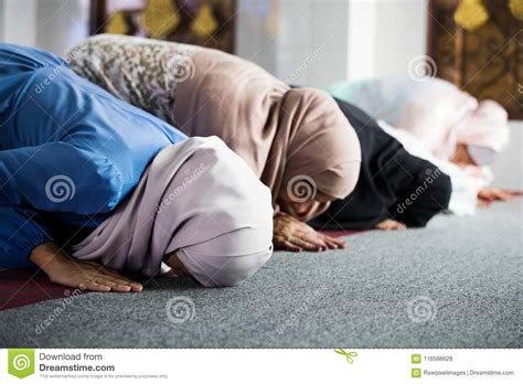 Muslim Women Praying in the Mosque during Ramadan Stock Photo - Image ...