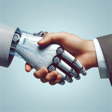 Premium Photo | Realistic illustration of a robot hand shaking human hand