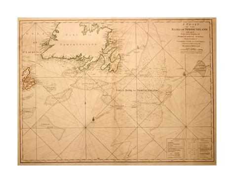 1775 Map Grand Banks of Newfoundland A chart of the Banks of ...