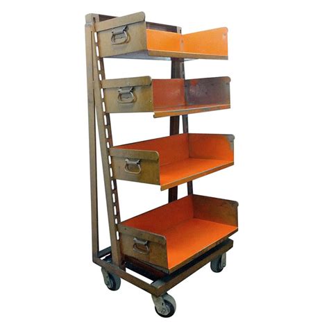 Vintage Industrial Orange Shelving Storage Carts at 1stdibs