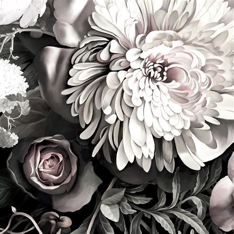 花柄 - モノトーン | iPad/タブレット壁紙ギャラリー