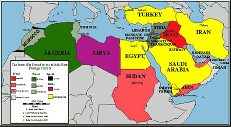 Map of The Interwar Period in the Middle East (1918-1938)