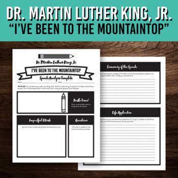 "I've Been to the Mountaintop" Speech Doodle Listening Notes Template ...