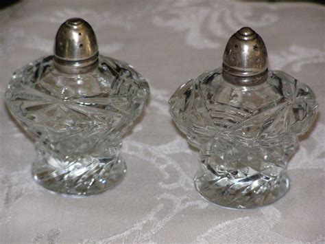 Vintage Salt and Pepper Shakers Clear Pressed Glass Plated Silver Tops - Etsy