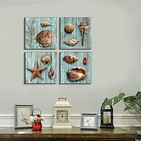 Beach Bathroom Decor - Ocean Wall Art, Teal Blue Coastal Theme Nautical ...