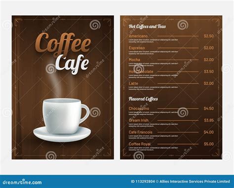 Coffee Cafe Menu Card Design. Stock Illustration - Illustration of ...