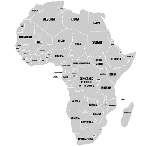 Gray Africa Map With Borders Labels Vector On White Vector, International, Continent ...