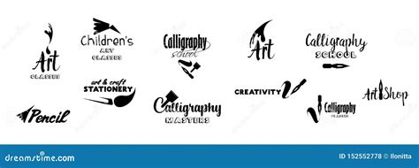 Art Classes Lettering Logo Design Set Stock Vector - Illustration of ...