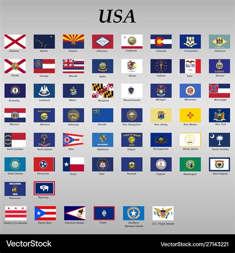 All flags states united states Royalty Free Vector Image