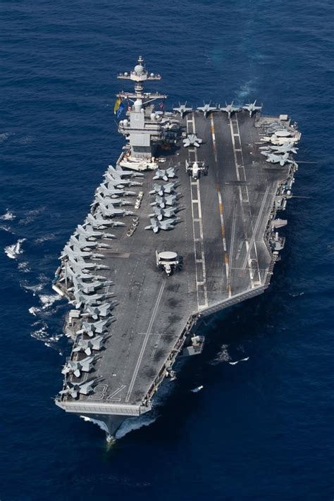 World's largest aircraft carrier USS Gerald R. Ford (CVN 78) transits the Mediterranean Sea. : r ...