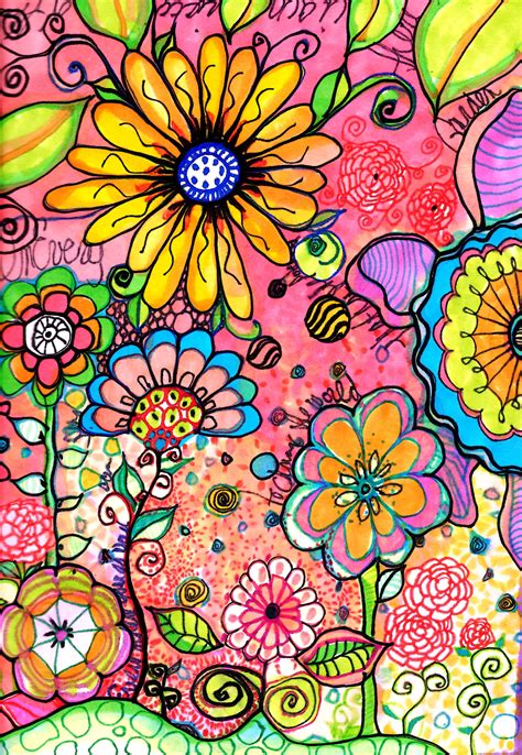 Floral Art, Flower Art, Zen Doodle Art, Original Art, Wall Art, Nature ...