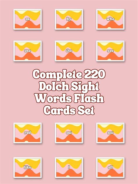 220 Sight Word Flash Cards Printable Dolch Sight Words for - Etsy