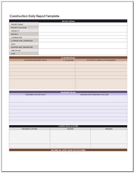 √ Free Editable Construction Daily Report Template