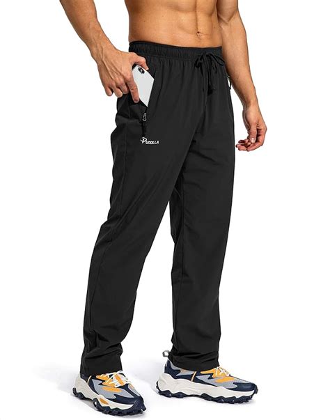 Pudolla Men's Workout Athletic Pants Elastic Waist Jogging Running Pants for Men with Zipper ...