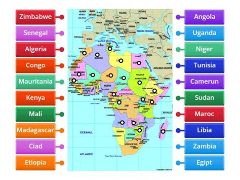 Harta politica a Africii - Labelled diagram