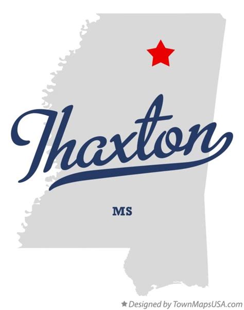 Map of Thaxton, MS, Mississippi