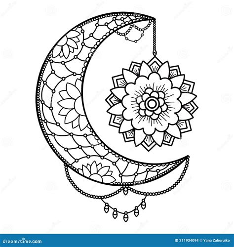 Moon Mandala. Moon Decoration Element Stock Vector - Illustration of moon, boho: 211934094