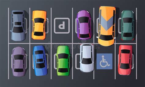 Parking Top View. Garage Floor with Cars from Above, City Parking Lot with Free Space, Cartoon ...