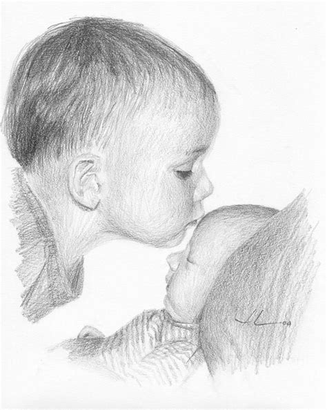 Baby Brothers Pencil Portrait Drawing by Mike Theuer | Portrait drawing, Pencil portrait drawing ...